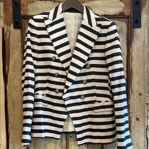 Italian Tagliatore Striped Double-Breasted Blazer